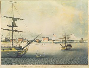 New Yorkin näkymä "Le Jupiterista" 74 aseen ankkurissa North Riverissä, 1794